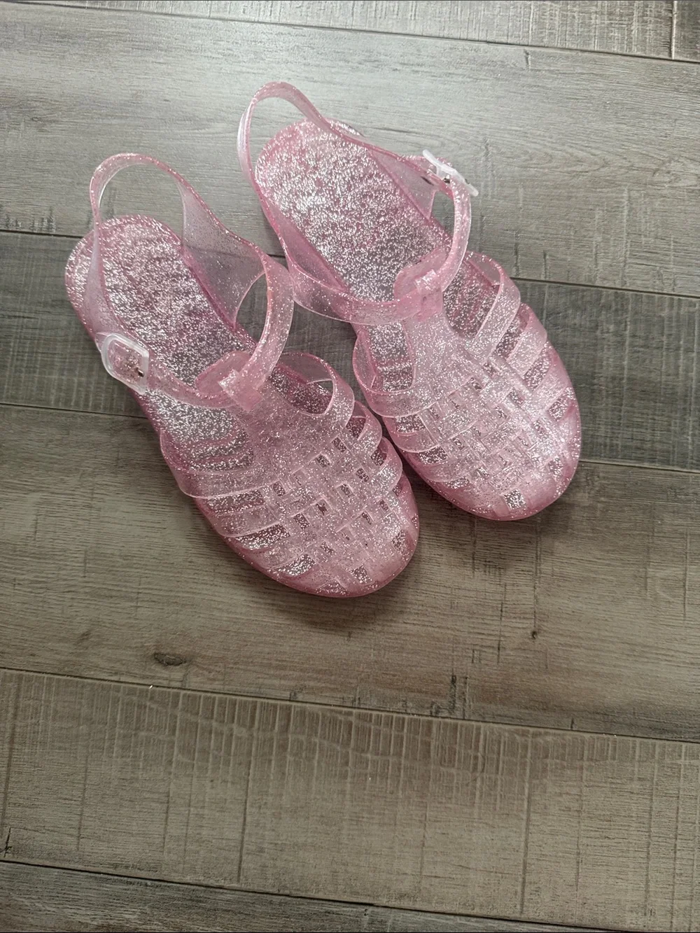 Kids Glitter Pink Jelly Sandals